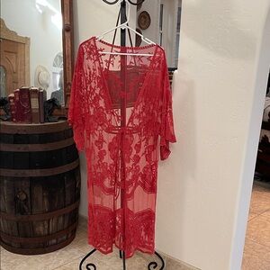 Chic Red Lace Wrap